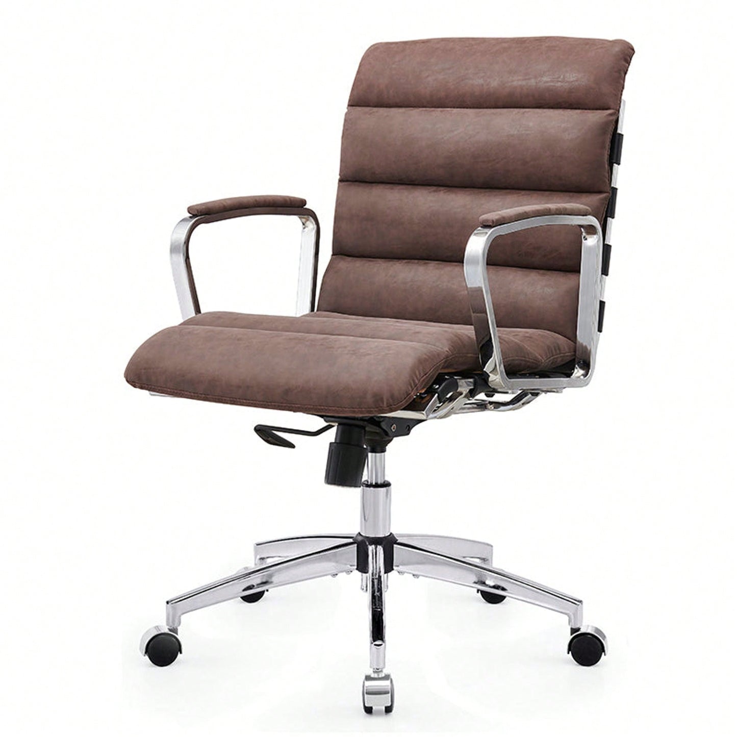 Modern Swivel Office Desk Chair Luxury Executive Boss Ergonomic Computer Chair Armrest Brown Color Metal Frame Office Chair