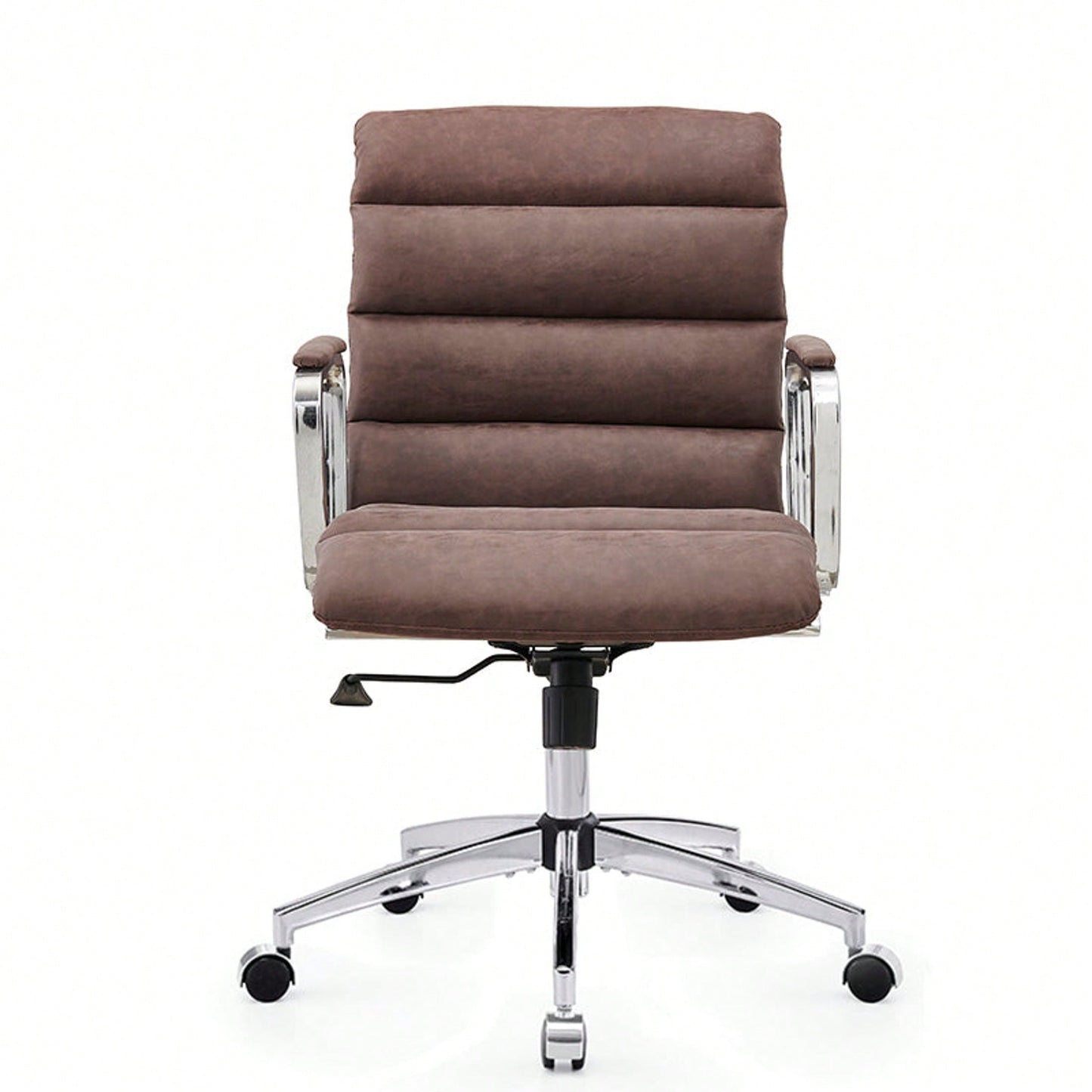 Modern Swivel Office Desk Chair Luxury Executive Boss Ergonomic Computer Chair Armrest Brown Color Metal Frame Office Chair