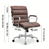 Modern Swivel Office Desk Chair Luxury Executive Boss Ergonomic Computer Chair Armrest Brown Color Metal Frame Office Chair