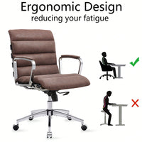 Modern Swivel Office Desk Chair Luxury Executive Boss Ergonomic Computer Chair Armrest Brown Color Metal Frame Office Chair