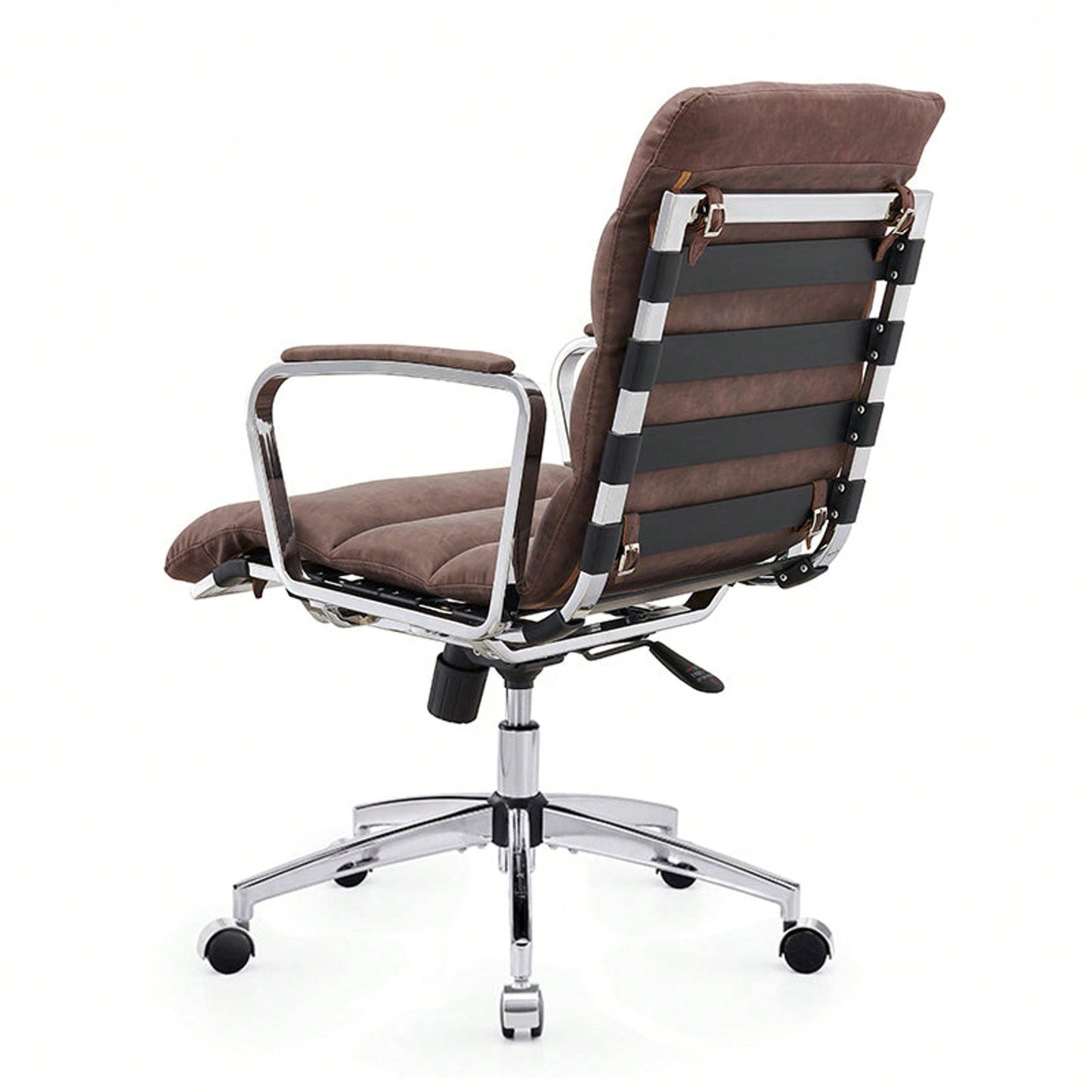 Modern Swivel Office Desk Chair Luxury Executive Boss Ergonomic Computer Chair Armrest Brown Color Metal Frame Office Chair