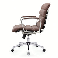 Modern Swivel Office Desk Chair Luxury Executive Boss Ergonomic Computer Chair Armrest Brown Color Metal Frame Office Chair