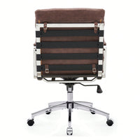 Modern Swivel Office Desk Chair Luxury Executive Boss Ergonomic Computer Chair Armrest Brown Color Metal Frame Office Chair