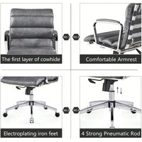 Modern Swivel Office Desk Chair Luxury Executive Boss Ergonomic Computer Chair Armrest Brown Color Metal Frame Office Chair