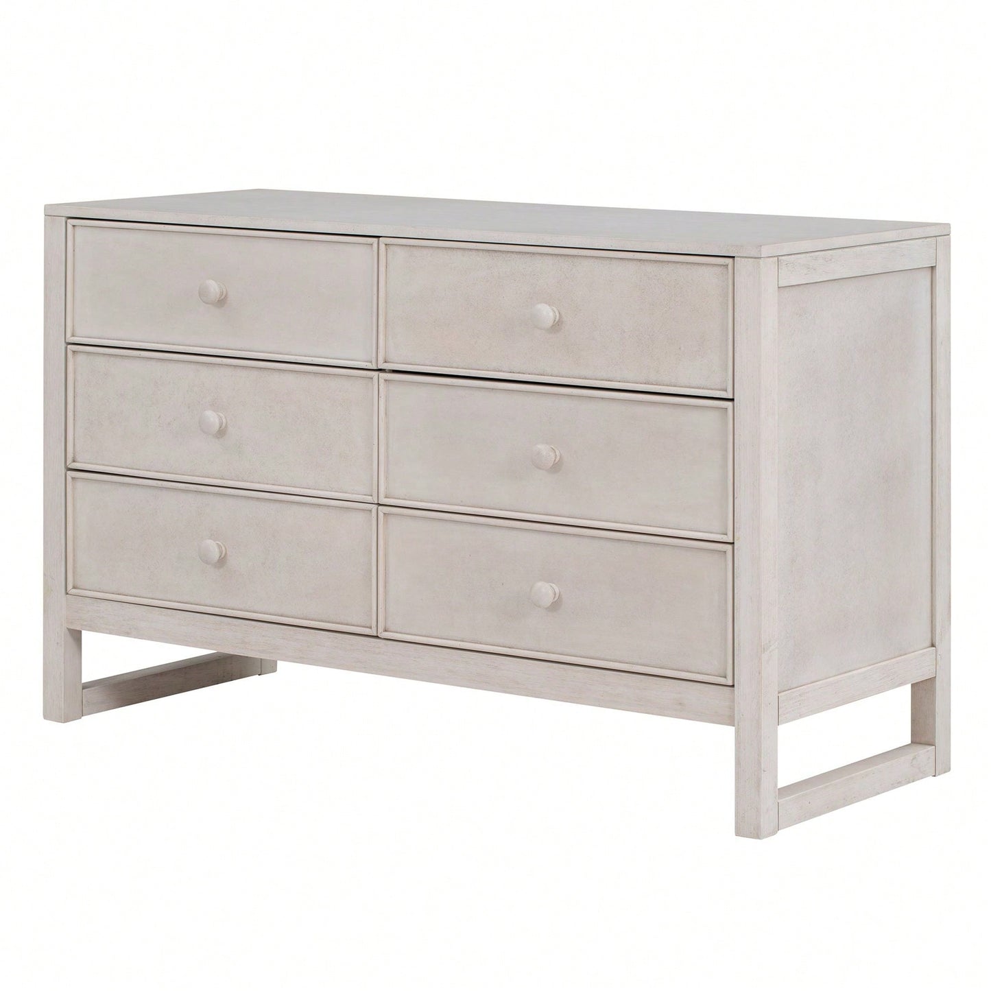 Rustic Wooden Dresser with 6 Drawers Antique White Storage Cabinet for Bedroom Furniture