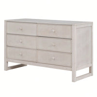 Rustic Wooden Dresser with 6 Drawers Antique White Storage Cabinet for Bedroom Furniture