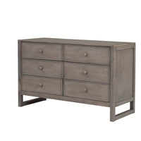 Rustic Wooden Dresser with 6 Drawers Antique White Storage Cabinet for Bedroom Furniture