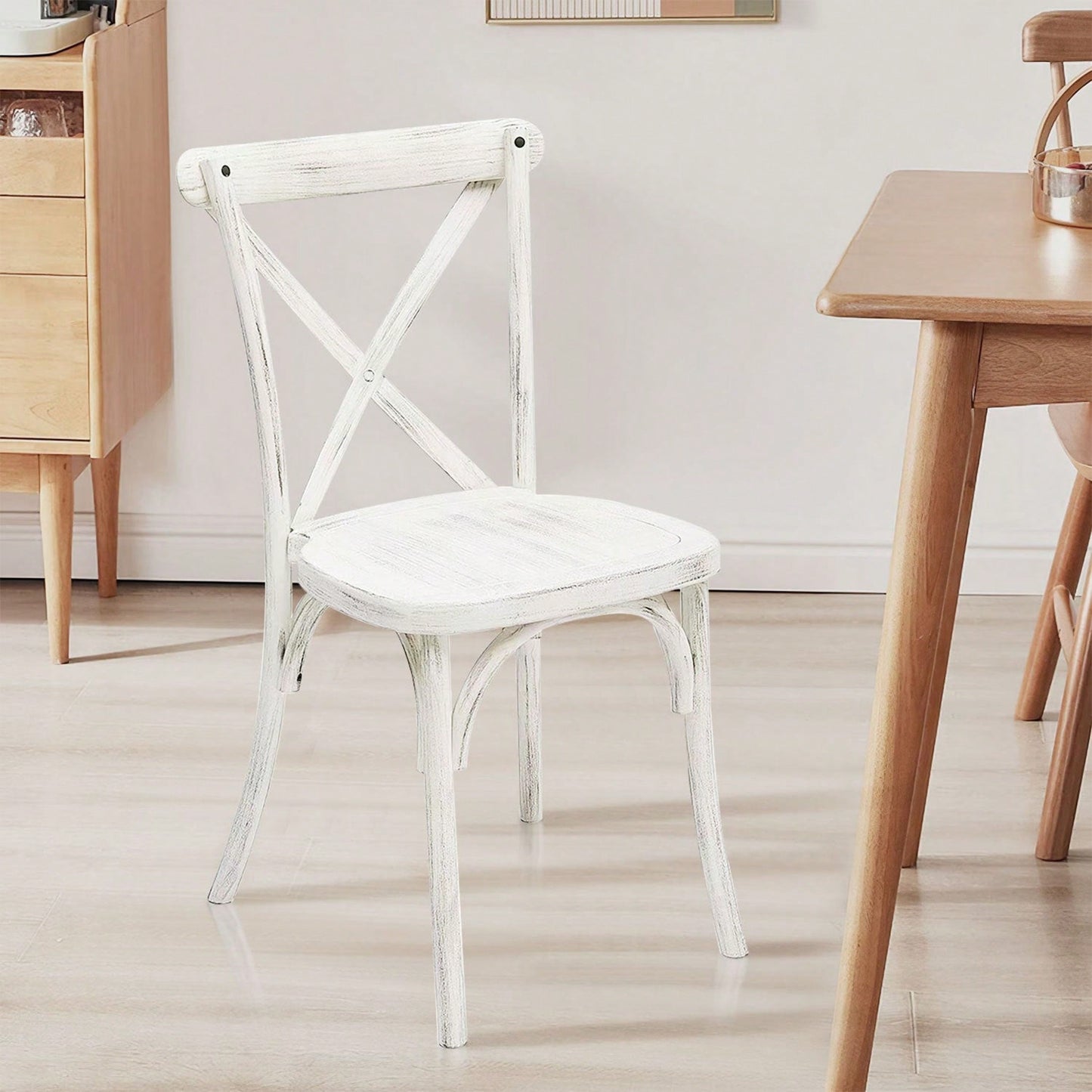 4-Pack Resin X-Back Chair,Mid Century Chair Modern Farmhouse Cross Back Chair For Kitchen