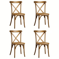 4-Pack Resin X-Back Chair,Mid Century Chair Modern Farmhouse Cross Back Chair For Kitchen