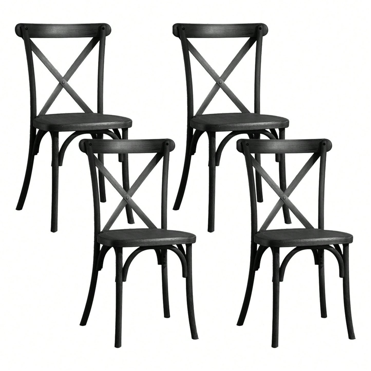 4-Pack Resin X-Back Chair,Mid Century Chair Modern Farmhouse Cross Back Chair For Kitchen