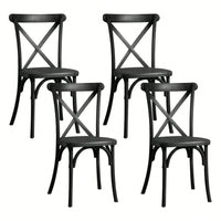 4-Pack Resin X-Back Chair,Mid Century Chair Modern Farmhouse Cross Back Chair For Kitchen