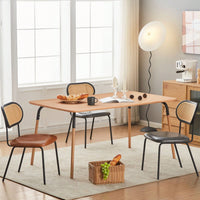 Modern Simple Style Dining Chair PU Leather Black Metal Pipe PP Back Dining Room Furniture Chair Set Of 4