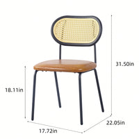 Modern Simple Style Dining Chair PU Leather Black Metal Pipe PP Back Dining Room Furniture Chair Set Of 2