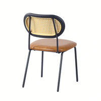 Modern Simple Style Dining Chair PU Leather Black Metal Pipe PP Back Dining Room Furniture Chair Set Of 2