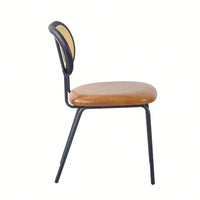 Modern Simple Style Dining Chair PU Leather Black Metal Pipe PP Back Dining Room Furniture Chair Set Of 2