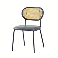 Modern Simple Style Dining Chair PU Leather Black Metal Pipe PP Back Dining Room Furniture Chair Set Of 2