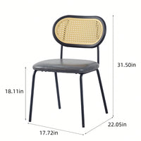 Modern Simple Style Dining Chair PU Leather Black Metal Pipe PP Back Dining Room Furniture Chair Set Of 2