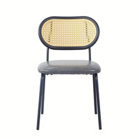 Modern Simple Style Dining Chair PU Leather Black Metal Pipe PP Back Dining Room Furniture Chair Set Of 2