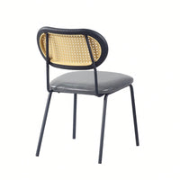 Modern Simple Style Dining Chair PU Leather Black Metal Pipe PP Back Dining Room Furniture Chair Set Of 2