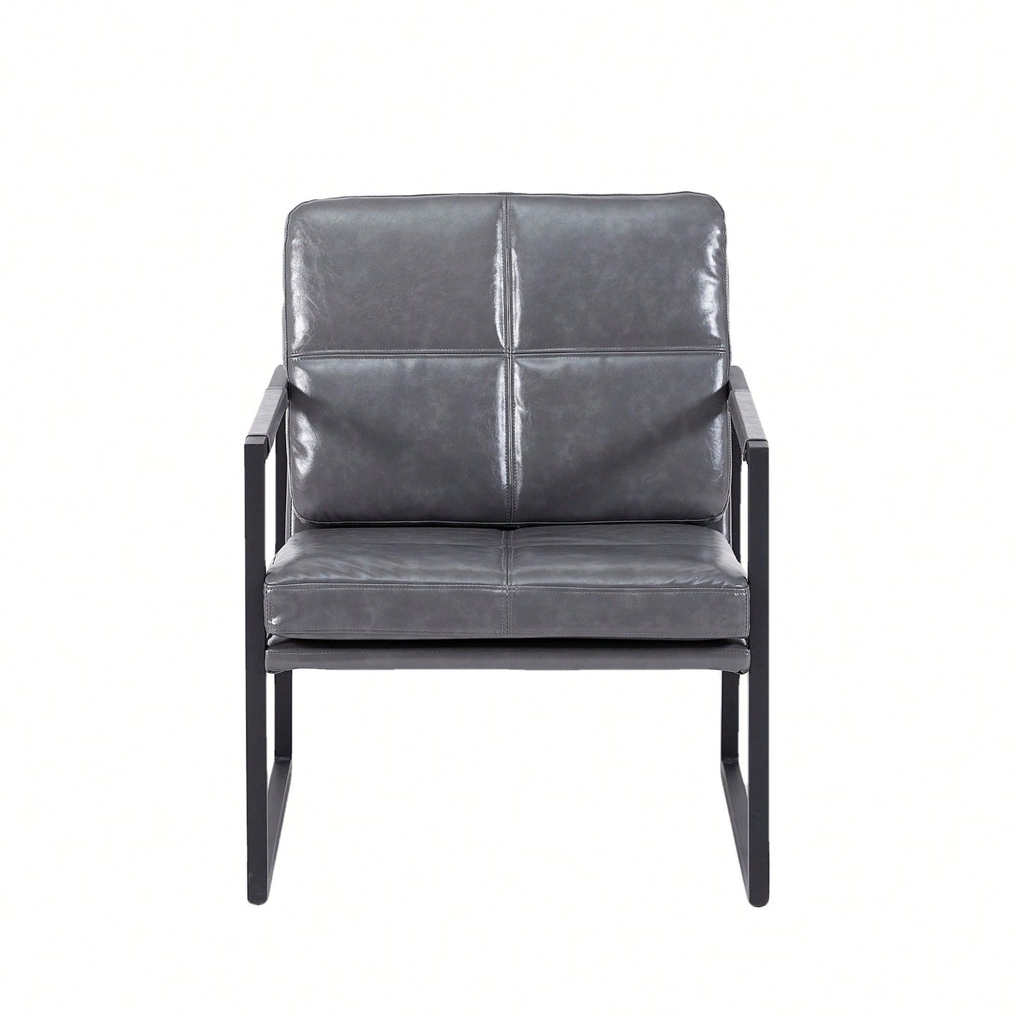 Light Grey PU Leather Leisure Black Metal Frame Recliner Chair For Living Room And Bedroom Furniture