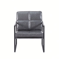 Light Grey PU Leather Leisure Black Metal Frame Recliner Chair For Living Room And Bedroom Furniture