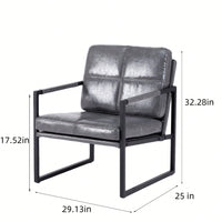 Light Grey PU Leather Leisure Black Metal Frame Recliner Chair For Living Room And Bedroom Furniture