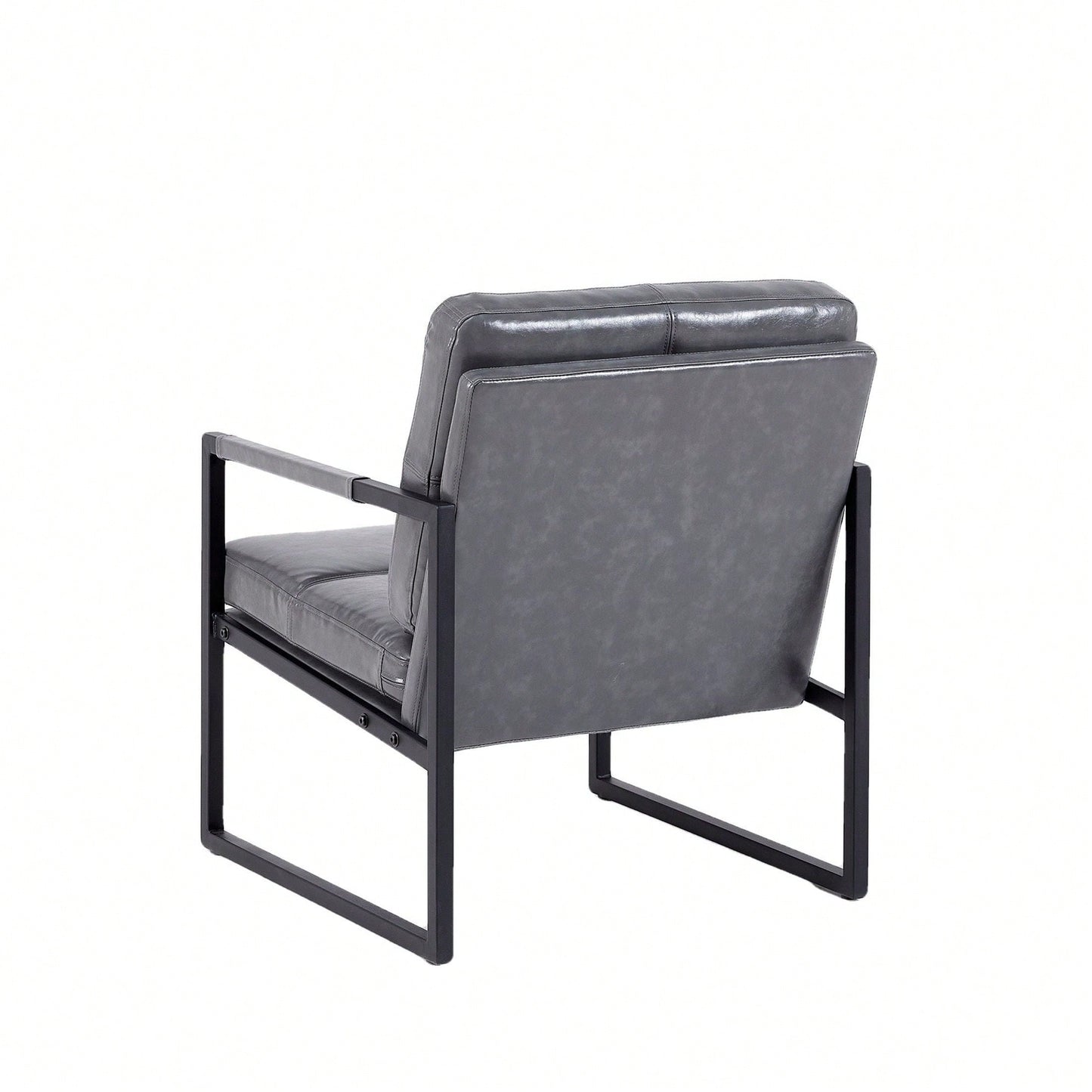 Light Grey PU Leather Leisure Black Metal Frame Recliner Chair For Living Room And Bedroom Furniture