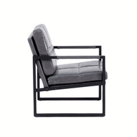 Light Grey PU Leather Leisure Black Metal Frame Recliner Chair For Living Room And Bedroom Furniture