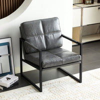 Light Grey PU Leather Leisure Black Metal Frame Recliner Chair For Living Room And Bedroom Furniture