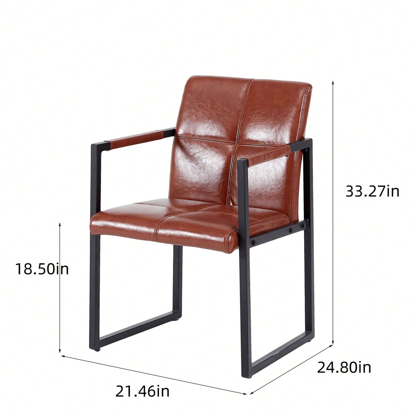 Modern European Style Dining Chair PU Leather Black Metal Pipe Dining Room Furniture Chair Set Of 2