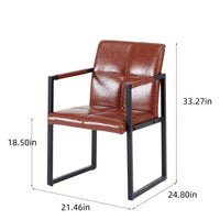 Modern European Style Dining Chair PU Leather Black Metal Pipe Dining Room Furniture Chair Set Of 2