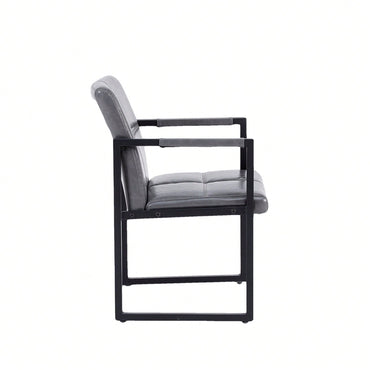 Modern European Style Dining Chair PU Leather Black Metal Pipe Dining Room Furniture Chair Set Of 2