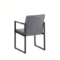 Modern European Style Dining Chair PU Leather Black Metal Pipe Dining Room Furniture Chair Set Of 2