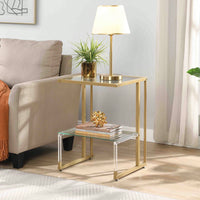 2-Tier Acrylic Glass End Table For Living Room&Bedroom