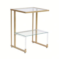 2-Tier Acrylic Glass End Table For Living Room&Bedroom