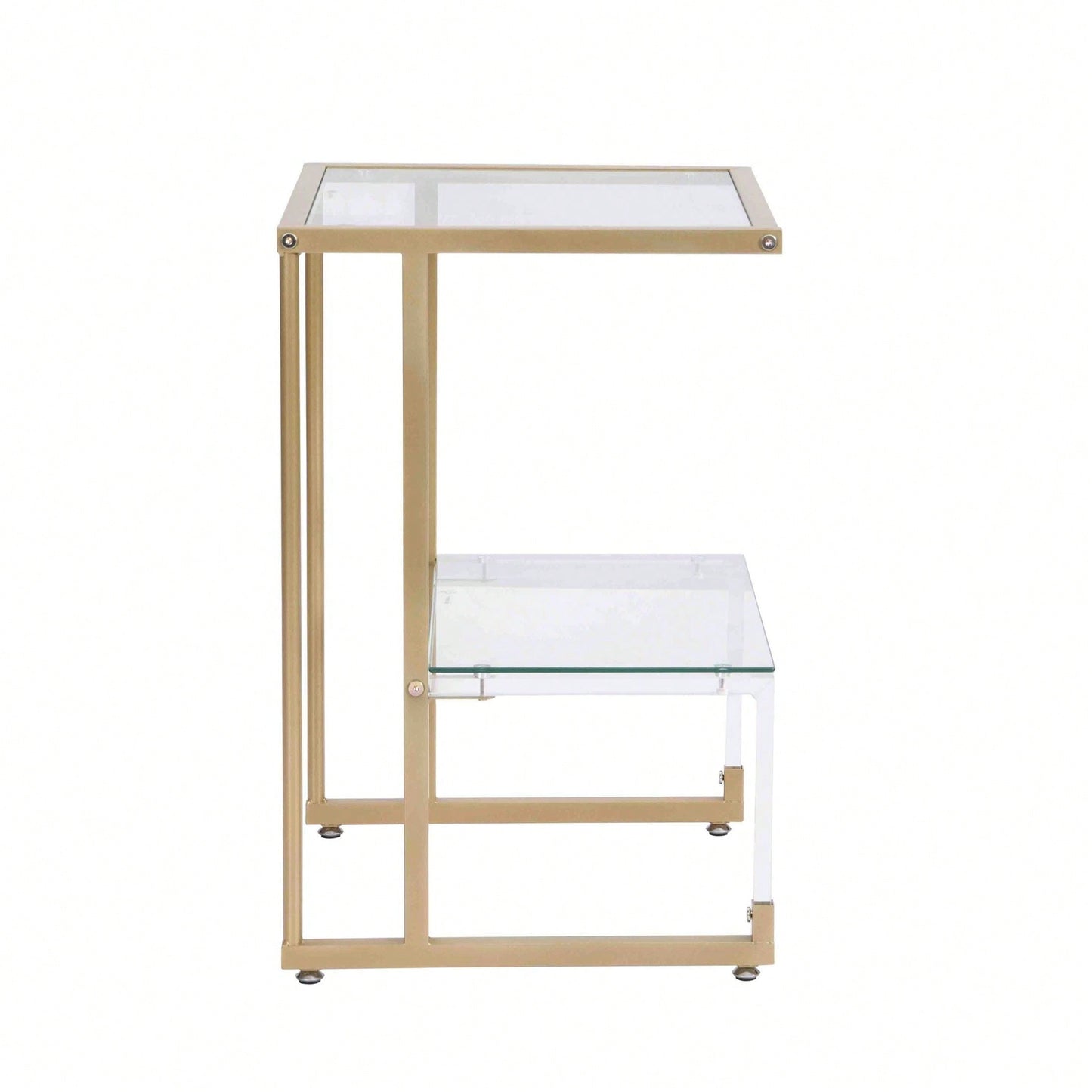 2-Tier Acrylic Glass End Table For Living Room&Bedroom