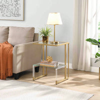 2-Tier Acrylic Glass End Table For Living Room&Bedroom