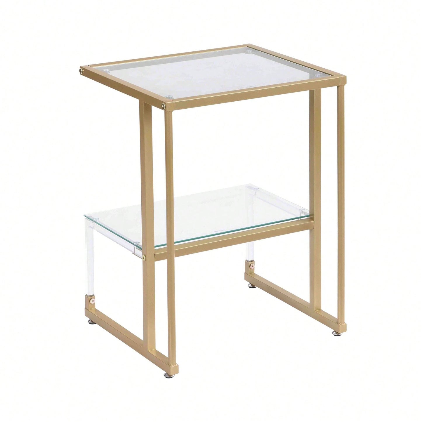 2-Tier Acrylic Glass End Table For Living Room&Bedroom