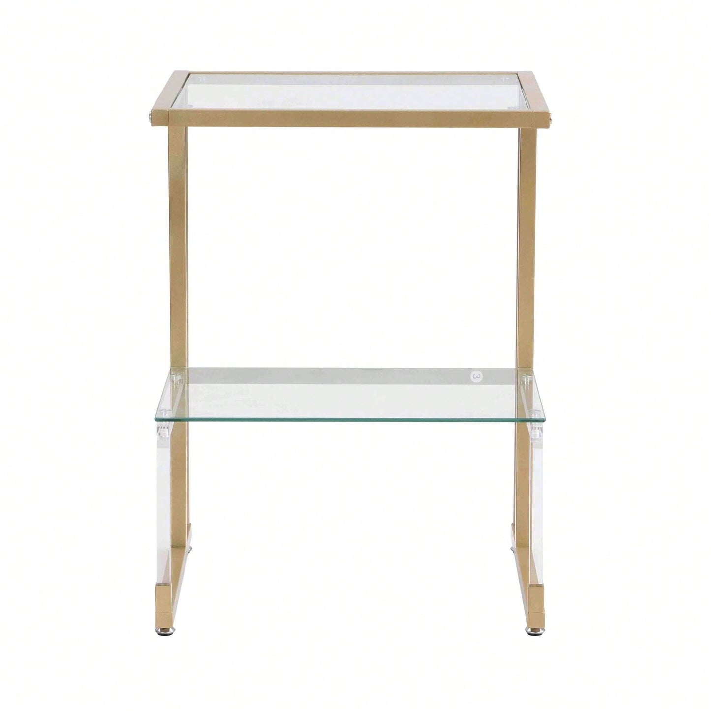 2-Tier Acrylic Glass End Table For Living Room&Bedroom