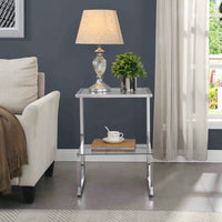 2-Tier Acrylic Glass End Table For Living Room&Bedroom