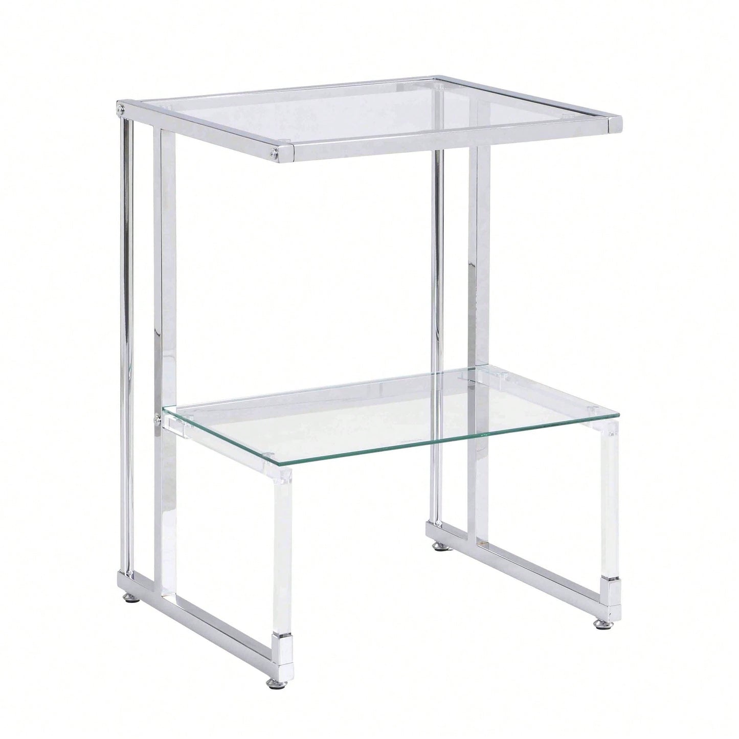 2-Tier Acrylic Glass End Table For Living Room&Bedroom