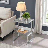 2-Tier Acrylic Glass End Table For Living Room&Bedroom