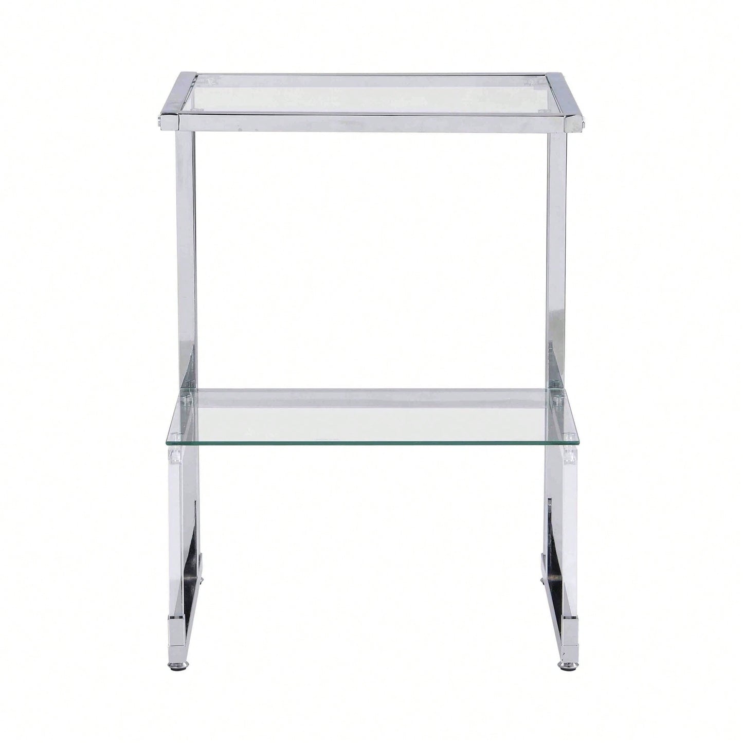 2-Tier Acrylic Glass End Table For Living Room&Bedroom