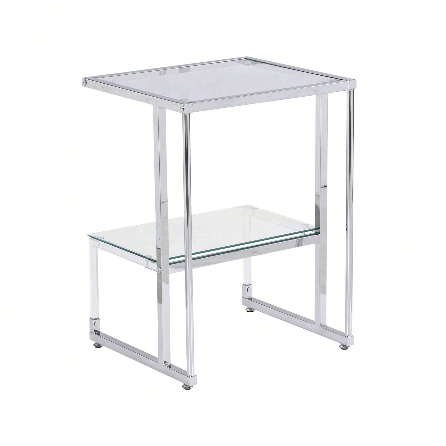 2-Tier Acrylic Glass End Table For Living Room&Bedroom