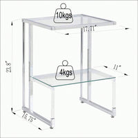 2-Tier Acrylic Glass End Table For Living Room&Bedroom