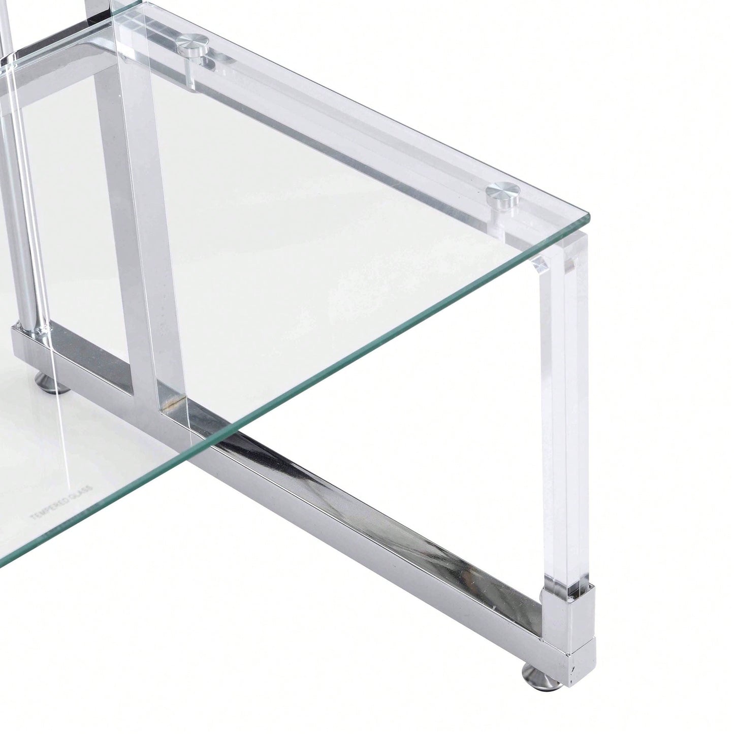 2-Tier Acrylic Glass End Table For Living Room&Bedroom