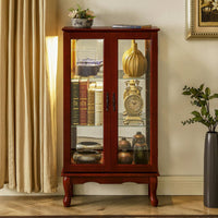 Lighted Curio Diapaly Cabinet With Adjustable Shelves And Mirrored Back Panel, Tempered Glass Doors ( 3 Tier)