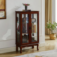 Lighted Curio Diapaly Cabinet With Adjustable Shelves And Mirrored Back Panel, Tempered Glass Doors ( 3 Tier)