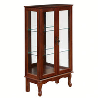 Lighted Curio Diapaly Cabinet With Adjustable Shelves And Mirrored Back Panel, Tempered Glass Doors ( 3 Tier)