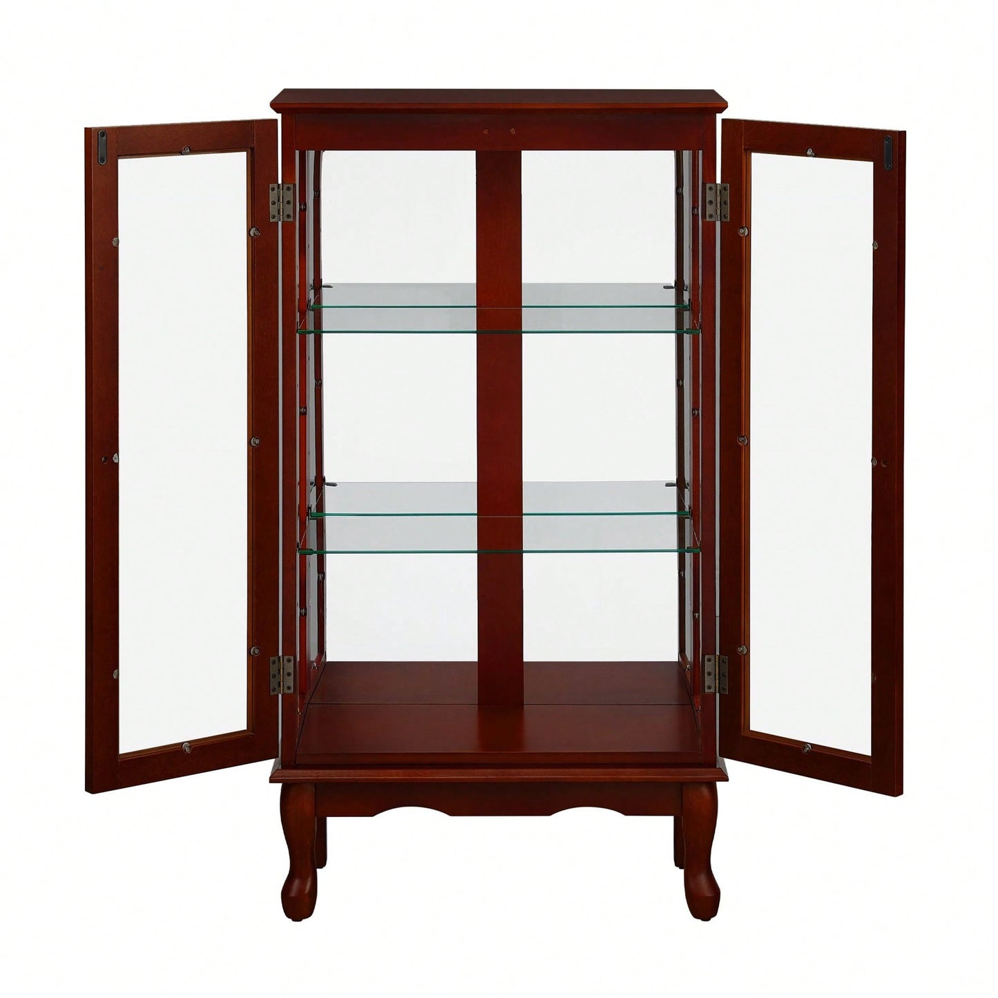 Lighted Curio Diapaly Cabinet With Adjustable Shelves And Mirrored Back Panel, Tempered Glass Doors ( 3 Tier)